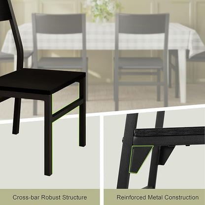 Feonase Dining Chairs Set of 6, Modern Kitchen Chairs with Ergonomic Backrest, MDF Board and Metal Legs, Dinner Chairs for Dining Room, Kitchen and Living Room, Easy Assembly, Black