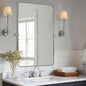 MOON MIRROR 20" x 28" Brushed Nickel Metal Framed Pivot Rectangle Bathroom Mirror, Silver Tilting Rounded Rectangular Vanity Mirror for Wall Mounted Hangs Vertical Only