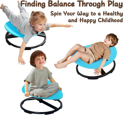 Kids Sensory Spinning Chair for Autism Ages 3+, Sit and Spin Swivel Chair for Kids with ADHD, Sensory Chairs for Autistic Children, Sensory Toys for Motion Sickness Relief, Balance Training (Blue)