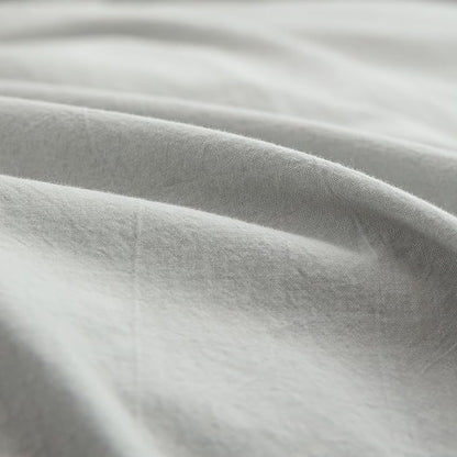 BESTOUCH Duvet Cover Set 100% Washed Cotton Linen Feel Super Soft Comfortable Chic Lightweight 3 PCs Home Bedding Set Solid Northern Droplet Grey Super King