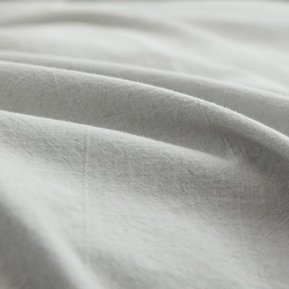 BESTOUCH Duvet Cover Set 100% Washed Cotton Linen Feel Super Soft Comfortable Chic Lightweight 3 PCs Home Bedding Set Solid Northern Droplet Grey Queen