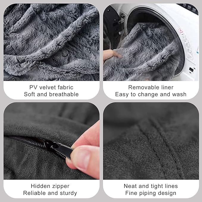 Giant Fur Bean Bag Chair Cover for Kids Adults, (No Filler) Living Room Furniture Big Round Soft Fluffy Faux Fur Beanbag Lazy Sofa Bed Cover (Red, 5FT)