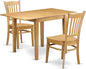 East West Furniture NDGR3-OAK-W 3 Piece Dinette Set for Small Spaces Contains a Rectangle Dining Table with Dropleaf and 2 Dining Room Chairs, 30x48 Inch, Oak