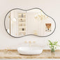 WEER Irregular Wall Mirror, 20x36 inch Black Asymmetrical Mirror Wall Mounted Mirrors Decorative, Abstract Wavy Aluminum Alloy Frame Mirror for Bathroom, Bedroom, Living Room, Entryway