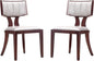 Manhattan Comfort Pulitzer Faux Leather Dining Chairs Set of 2, Solid Beech Wood with Walnut Finish, Iconic Greek Design, Fully Assembled Accent Kitchen Furniture, Silver