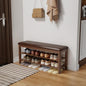Wood Shoe Rack Bench for Entryway, Shoe Rack for Front Door Entrance with Leather Cushion, 2 Tier Shoe Bench with Shoe Storage for Entryway, Bedroom.