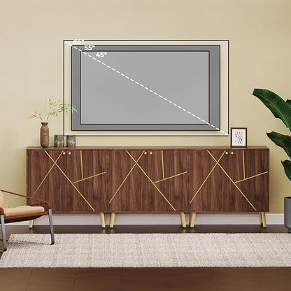 Storage Cabinet, Free Standing Buffet Cabinet, Morden Sideboard and Buffet Storage, Wood Accent Cabinet for Living Room, Hallway, Entryway (1, Brown)