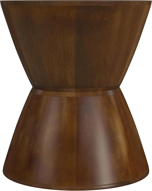 HomePop Walnut Mango Wood End/Side Round Table