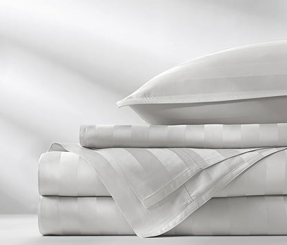 King Sheets by Pure Bamboo, Genuine 100% Organic Viscose Derived from Bamboo Bed Sheet Set, Luxuriously Soft & Cooling, Double Stitching, Lifetime Quality Promise (King, Jacquard White)