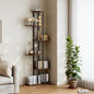 Bookshelf，Small Bookcase for Small Space，6-Tier Bookshelf for Living Room, Home Office, Study，9.45 x 20.8 x 62.2 Inches,Rustic Borwn