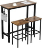 Finnhomy Bar Table Set, 39.3" Pub Table High Top Table, Rectangular Bar Height Table, Bar Table with Stools, Kitchen Table Set for 2, Industrial Breakfast for Kitchen, Living Room, Rustic Brown