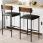 GarveeHome Bar Stools Set of 2, Upholstered Height Bar Stools with Backrest and Footrest, Kitchen Barstools for Island,Counter Bar, Easy Assembly, Rustic Brown