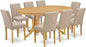 East West Furniture VAAB9-OAK-04 9 Piece Dining Table Set Includes an Oval Dining Room Table with Butterfly Leaf and 8 Light Tan Linen Fabric Parsons Chairs, 40x76 Inch, Oak
