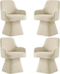 Swivel Dining Chairs Set of 4, Mid Century Modern Chairs Fabric Upholstered Armchair with Armrest & Ergonomic Backrest for Dining Room, Kitchen, Bedroom, Living Room, Sand, 4 Boxs