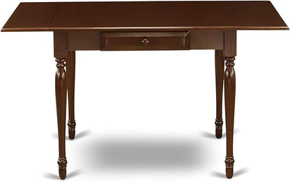 East West Furniture MZGR5-MAH-W 5 Piece Modern Dining Table Set Includes a Rectangle Wooden Table with Dropleaf and 4 Dining Room Chairs, 36x54 Inch, Mahogany