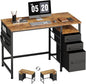 Ｍａｉｈａｉｌ Maihail Small Desk with Drawers, 40 inch Computer Desk with Shelves, Writing Desk with Storage, Small Office Desk with Metal Frame, Rustic Brown