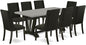 East West Furniture V697FL624-9 9 Piece Kitchen Table Set Includes a Rectangle Dining Table with V-Legs and 8 Black Linen Fabric Parson Dining Room Chairs, 40x72 Inch, Multi-Color
