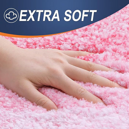 OLANLY Bathroom Runner Rugs 59x17, Extra Soft Absorbent Microfiber Bath Rugs, Rubber Backing, Quick Dry, Machine Washable Bath Mats for Bathroom Floor, Tub and Shower, Home Decor Accessories, Pink