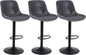 Bar Stools, Swivel Counter Height Barstools with Back, Adjustable Modern Bar Chairs, Tall Armless PU Leather Kitchen Island Stool (Black 02, Set of 3)