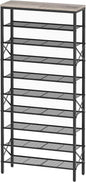 10 Tier Shoe Rack, Large Capacity Shoe Storage Organizer Holds 40 Pairs, Durable and Stable, for Entryway, Hallway, Closet, Dorm Room, Greige and Black SS10BG