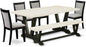 East West Furniture V627MZ606-6 6 Piece Dining Set Contains a Rectangle Dining Room Table with V-Legs and 4 Shitake Linen Fabric Parson Chairs with a Bench, 40x72 Inch, Multi-Color