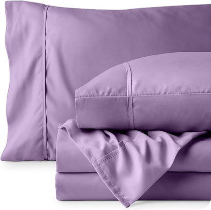 Bare Home California King Sheet Set - 1800 Ultra-Soft Microfiber Cal King Bed Sheets - Double Brushed - Deep Pockets - Easy Fit - 4 Piece Set - Bed Sheets (California King, Lavender)