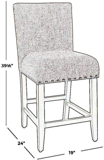 Homepop Home Decor | Backless Nailhead Trim Counter Height Bar Stools | 24 Inch Bar Stools | Decorative Home Furniture (Sterling Gray)