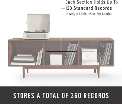 Crosley Furniture Liam Large Vinyl Record Storage TV Stand and Entertainment Center, Media Console, Walnut