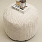 Round Stuffed Pouf Ottoman for Foot Rest, Storage Ottoman Pouf Foot Stool Cushion, Faux Fur Poufs with Foam Chunk Filling, 26 X 18 Inch Floor Chair for Living Room Bedroom Home Decor, Beige