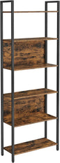 VASAGLE 6-Tier Bookshelf, Book Shelf, Industrial Bookcase, with Steel Frame, for Living Room, Home Office, Bedroom, 9.4 x 23.6 x 73.2 Inches, Rustic Brown and Black ULLS113B01