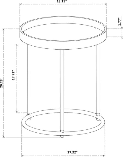 Genoa Round Tray Table with Metal Frame, Espresso
