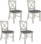 Solid Wood Dining Chairs Set of 4, Farmhouse Chairs with High Cross Back and Upholstered Seat, Easy Assembly for Dining Room, Kitchen, Washed Gray