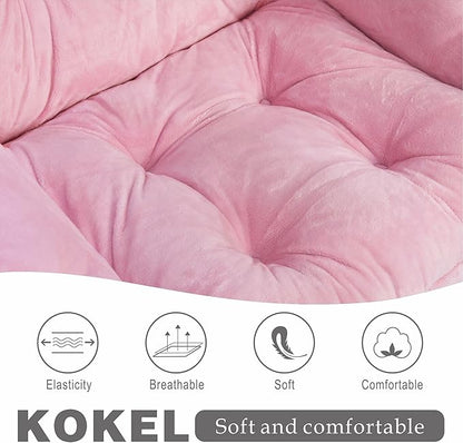 Kokel Lazy Chair with Folding Ottoman,Living Room Chairs (Pink-1119)