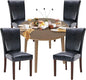 COLAMY 5-Piece Extendable Dining Table Set for 4, 36" Kitchen Round Wood Table with 4 Nailhead Dining Room Chairs,Light Brown/Black