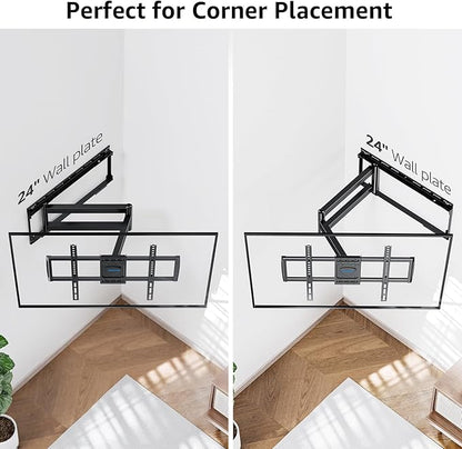 MOUNTUP Long Arm TV Wall Mount for Most 37''-82'' TVs, Corner TV Wall Mount with 30'' Extension Full Motion TVs Mount with Swivel Tilt Max VESA 600x400mm Load Up to 88 LBS, Fit 16/18/24'' Stud MU0019