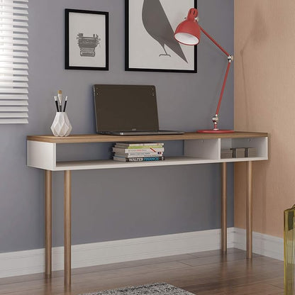 Manhattan Comfort Windsor Modern 2 Shelves Entryway Accent Console Table, 47.24", Off White and Nature