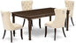 East West Furniture DODA5-MAH-32 5 Piece Kitchen Table Set Consists of a Rectangle Dining Table with Butterfly Leaf and 4 Polyester Fabric Padded Chairs, 42x78 Inch, Mahogany