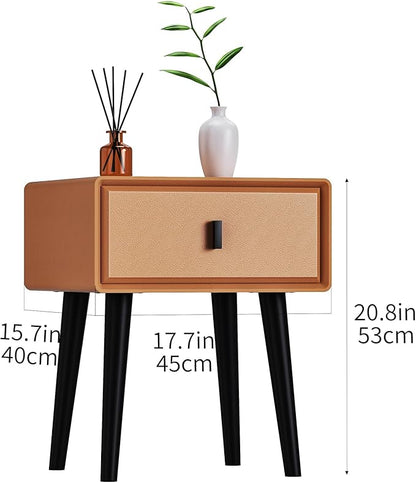 VICITON Nightstand,Fully Assembled Bedside Cabinet Mid Century Night Stand Modern Side Table for Living Room, Bedroom(Orange)