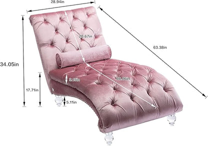 HomSof Modern Armless Velvet Chaise Lounge Indoor Chair with Solid Acrylic Legs