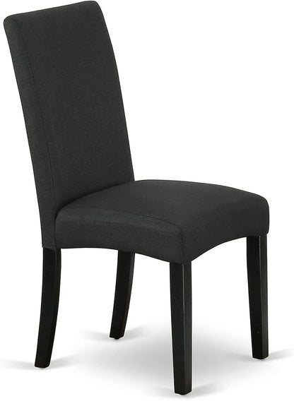 East West Furniture LGDR9-BLK-24 9 Piece Dining Room Set Includes a Rectangle Kitchen Table with Butterfly Leaf and 8 Black Color Linen Fabric Upholstered Chairs, 42x84 Inch, Black