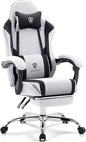 Gaming Chair Breathable Fabric,Computer Office Chair with Footrest,Massage Lumbar Support and Gel Pad,Ergonomic Reclining Adjustable Gamer Chair with Headrest and Spring Cushion Grey Black