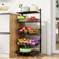 HapiRm Fruit Basket Kitchen Cart - 5 Tier Adjustable Vegetable Storage Rack, Large Capacity Rolling Kitchen Carts on Wheels for Snack Onion and Potato Storage