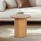 Modern Walnut End Table with Storage - Fluted Design Living Room Accent Table, Tall Bedside Nightstand & Sofa Side Table for Small Spaces, Dark Wood Finish (15.7” Wide, Natural)