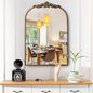 Ornate Baroque Vintage Gold Mirror - 19"X27" Arched Antique Brass Mirror with Full Metal Frame - Perfect for Entryway, Fireplace, Living Room, Hallway, or Bathroom Décor