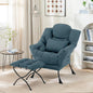 Lazy Chair with Ottoman, Modern Lounge Chair with Lumbar Pillow, Accent Cozy Reading Armchair and Folding Footstool for Bedroom, Dorm, Living Room,Peacock Blue