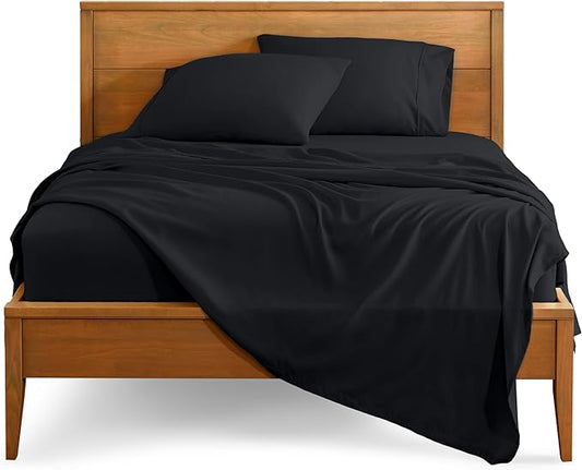 Bare Home Split California King Sheet Set - 1800 Ultra-Soft Microfiber Split California King Bed Sheets - Double Brushed - Deep Pockets - Easy Fit - 5 Piece Set - Bed Sheets (Split Cal King, Black)