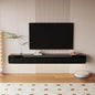 High Gloss Floating TV Stand with 3 Doors,55'' Wall Mounted TV Cabinet,Under TV Console,Floating Media Shelft for Bedroom Living Room(Black)