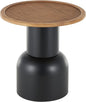 Deco 79 Metal Handmade Side End Accent Table Pedestal End Table with Brown Rattan Tabletop, Side Table 19" x 19" x 20", Black