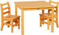 ECR4Kids 30in x 30in Square Hardwood Table and Chair Set, 12in Seat Height, Kids Furniture, Honey