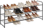 YMYNY Freestanding Shoe Racks, 3 Tiers Stackable & Adjustable Shoe Storage Shelf, Extra Large Capacity Shoe Organizer Stand for 20-24 Pairs, for Entryway, Closet, Bedroom, Black, 42.9" L, UHXJ302B